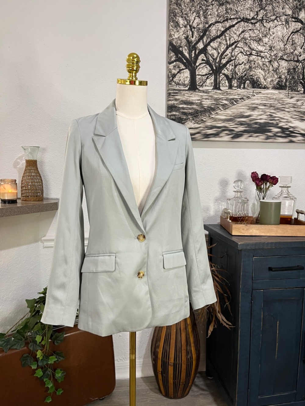 Abercrombie & Fitch Pale Sage Single-Breasted Blazer Small NWT